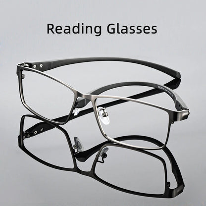 Men Reading Glasses - Titanium Frame Blue Light Glasses with Anti-Reflective Coating - ZOOMNSTORE