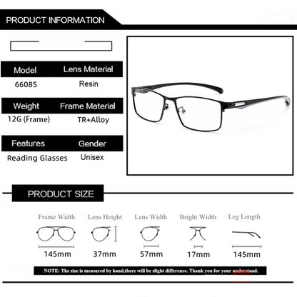 Men Reading Glasses - Titanium Frame Blue Light Glasses with Anti-Reflective Coating - ZOOMNSTORE