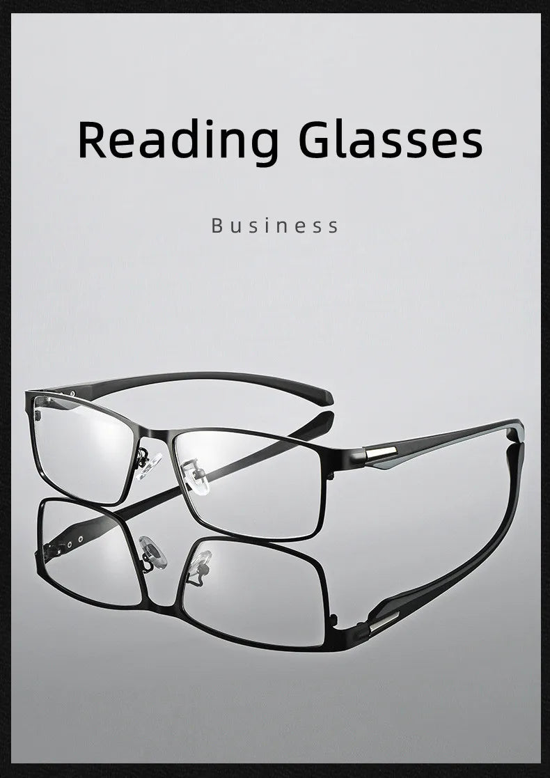 Men Reading Glasses - Titanium Frame Blue Light Glasses with Anti-Reflective Coating - ZOOMNSTORE
