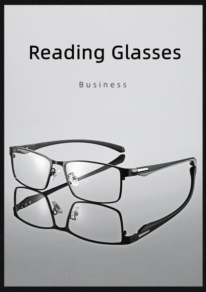 Men Reading Glasses - Titanium Frame Blue Light Glasses with Anti-Reflective Coating - ZOOMNSTORE
