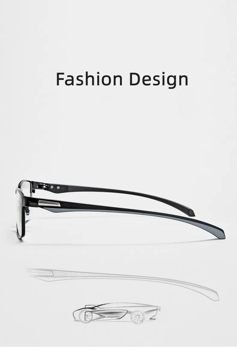 Men Reading Glasses - Titanium Frame Blue Light Glasses with Anti-Reflective Coating - ZOOMNSTORE