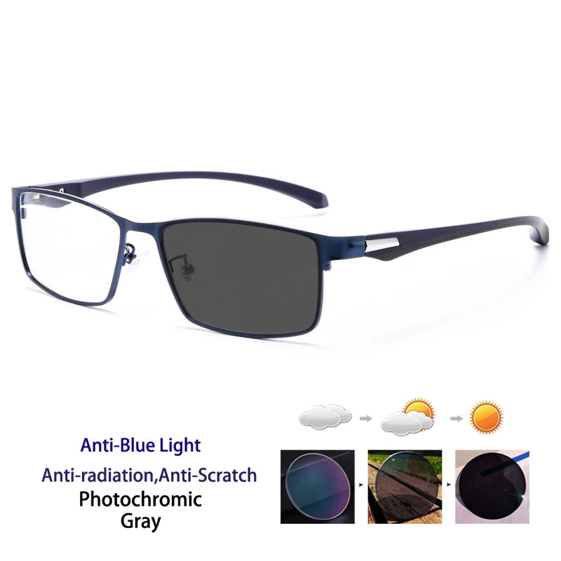Men Reading Glasses - Titanium Frame Blue Light Glasses with Anti-Reflective Coating - ZOOMNSTORE