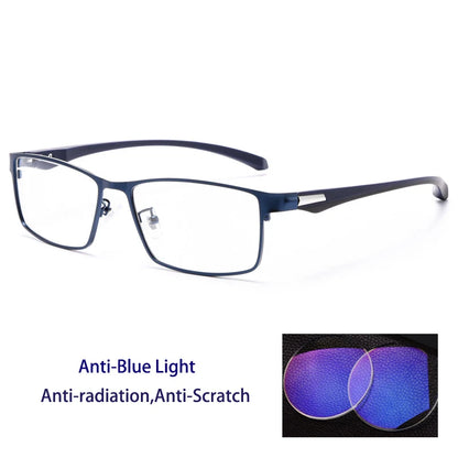 Men Reading Glasses - Titanium Frame Blue Light Glasses with Anti-Reflective Coating - ZOOMNSTORE
