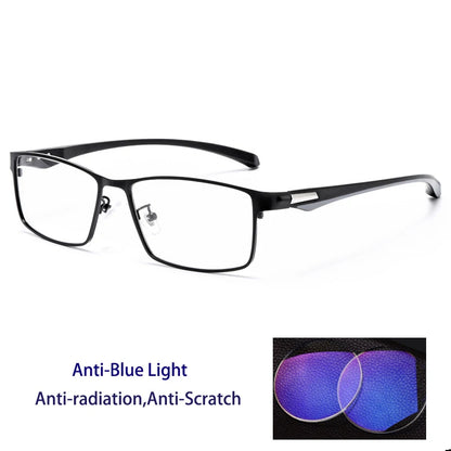Men Reading Glasses - Titanium Frame Blue Light Glasses with Anti-Reflective Coating - ZOOMNSTORE