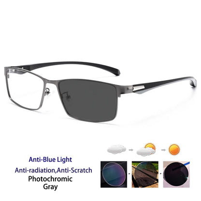 Men Reading Glasses - Titanium Frame Blue Light Glasses with Anti-Reflective Coating - ZOOMNSTORE