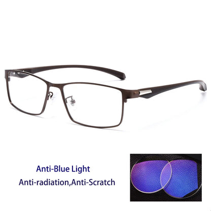 Men Reading Glasses - Titanium Frame Blue Light Glasses with Anti-Reflective Coating - ZOOMNSTORE