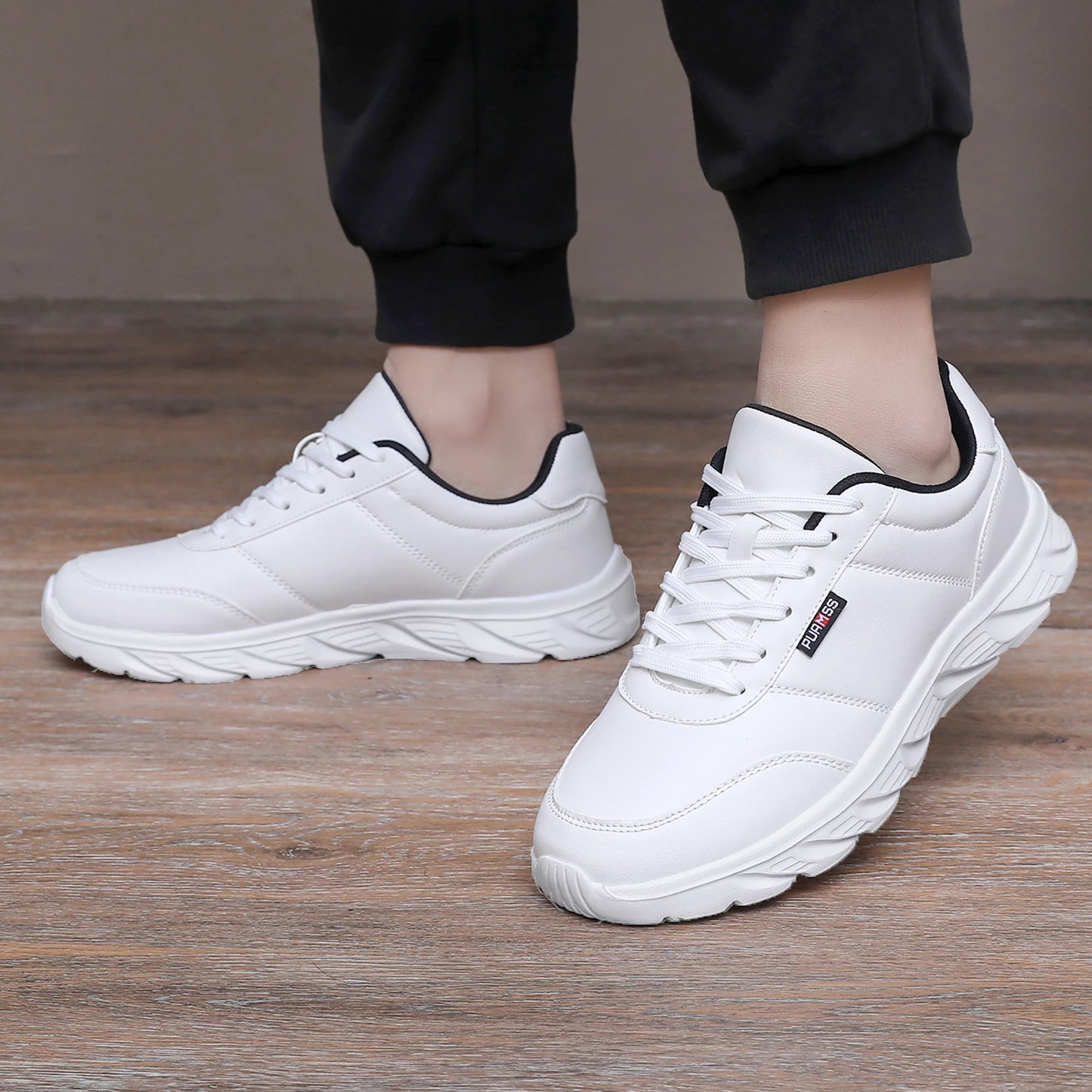 Mens Casual Running Sneakers - Soft Fitness Jogging Shoes in Black and White - ZOOMNSTORE