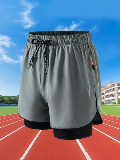 2-in-1 Mens Running Shorts - Quick Dry Fitness Gym Training Shorts - ZOOMNSTORE