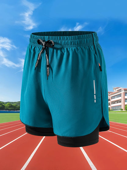 2-in-1 Mens Running Shorts - Quick Dry Fitness Gym Training Shorts - ZOOMNSTORE
