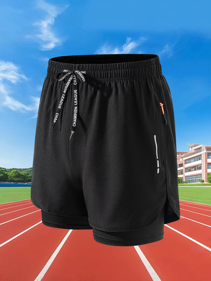 2-in-1 Mens Running Shorts - Quick Dry Fitness Gym Training Shorts - ZOOMNSTORE