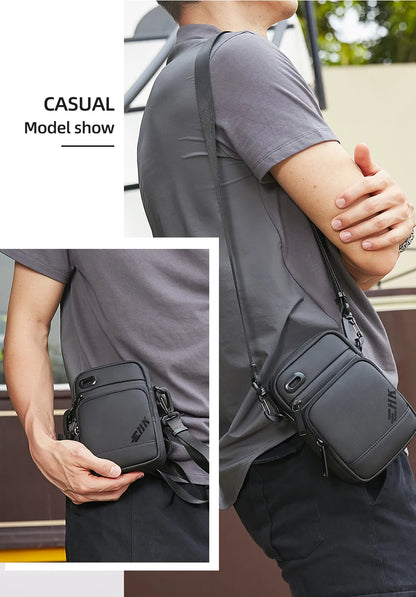 Men Shoulder Bag – Waterproof Oxford Crossbody Bag with USB Charging for 9.7 Inch iPad - ZOOMNSTORE