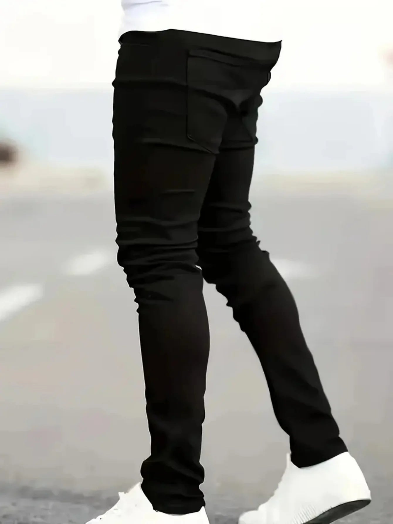 Men Slim Fit Jeans - Black Slim Denim With Reinforced Seams | Ankle-Length Pants - ZOOMNSTORE