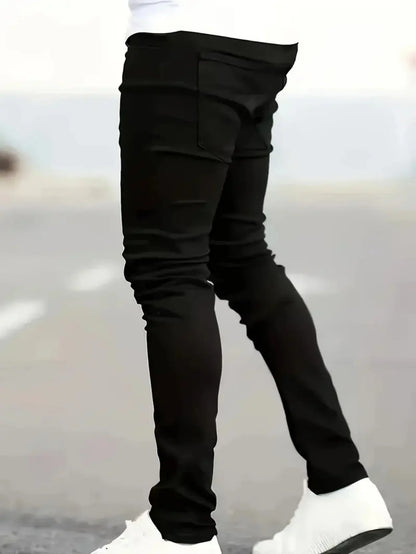 Men Slim Fit Jeans - Black Slim Denim With Reinforced Seams | Ankle-Length Pants - ZOOMNSTORE