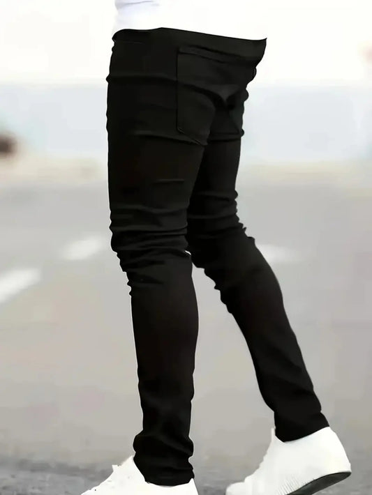 Men Slim Fit Jeans - Black Slim Denim With Reinforced Seams | Ankle-Length Pants - ZOOMNSTORE