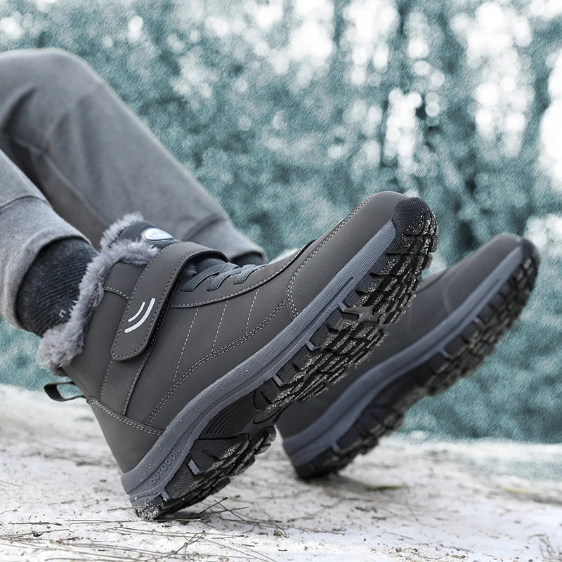Men Snow Boots – Casual Winter Footwear With Warm Fur, Non-Slip TPR Outsole - ZOOMNSTORE