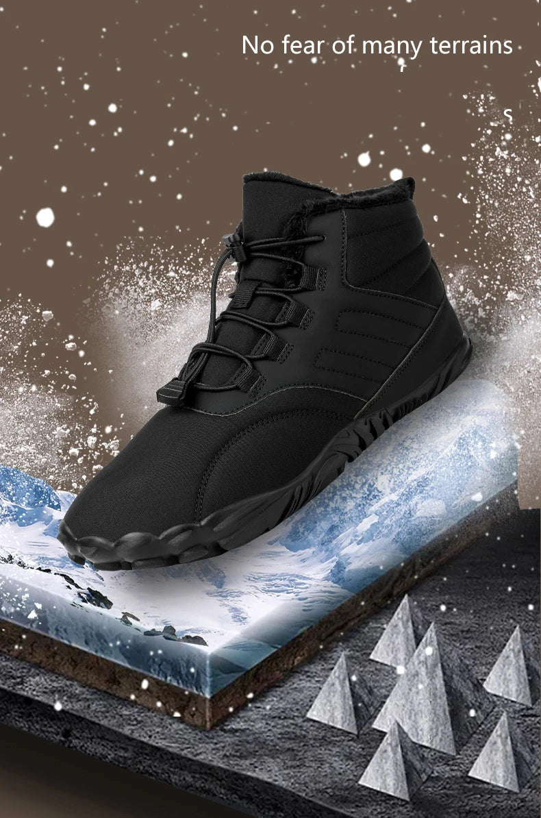 Men Snow Boots - Winter Hiking Shoes With Warm Plush Fur, Outdoor Ankle Boots - ZOOMNSTORE