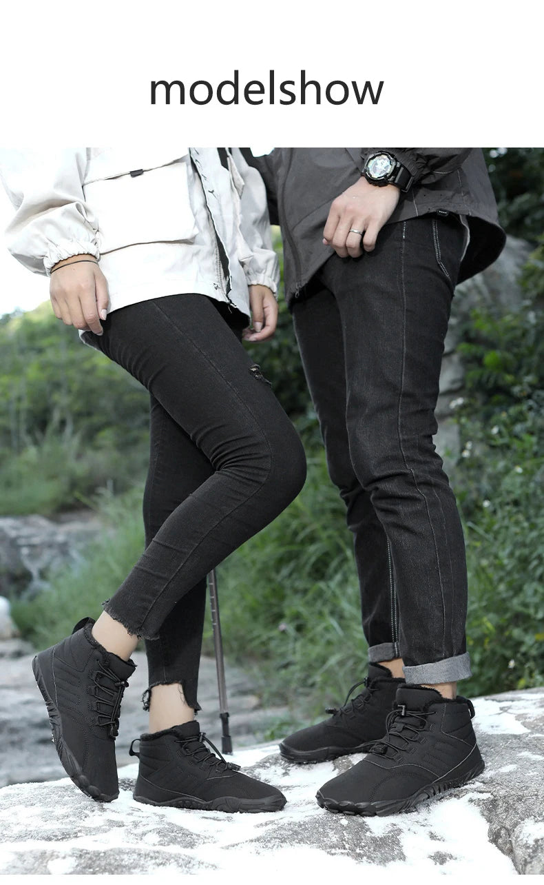 Men Snow Boots - Winter Hiking Shoes With Warm Plush Fur, Outdoor Ankle Boots - ZOOMNSTORE