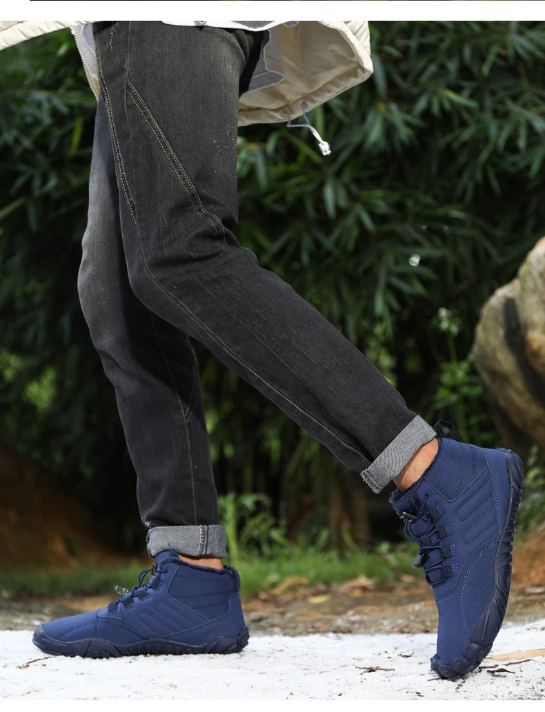 Men Snow Boots - Winter Hiking Shoes With Warm Plush Fur, Outdoor Ankle Boots - ZOOMNSTORE