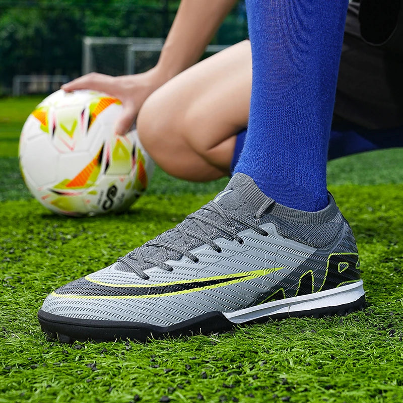 Men Soccer Shoes - Mid Top Football Cleats | Non Slip TPR Outsole Boots - ZOOMNSTORE