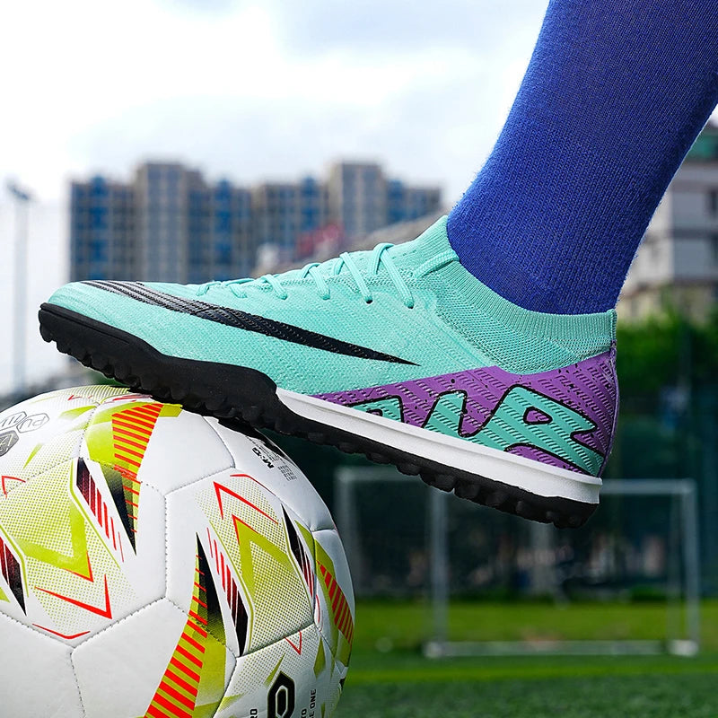 Men Soccer Shoes - Mid Top Football Cleats | Non Slip TPR Outsole Boots - ZOOMNSTORE