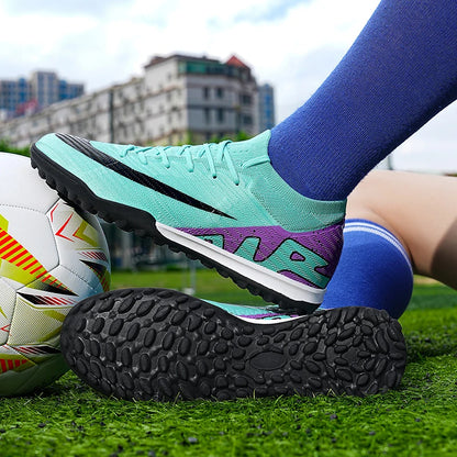 Men Soccer Shoes - Mid Top Football Cleats | Non Slip TPR Outsole Boots - ZOOMNSTORE