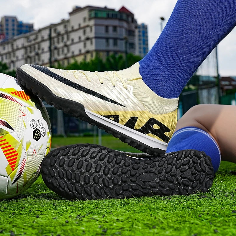 Men Soccer Shoes - Mid Top Football Cleats | Non Slip TPR Outsole Boots - ZOOMNSTORE