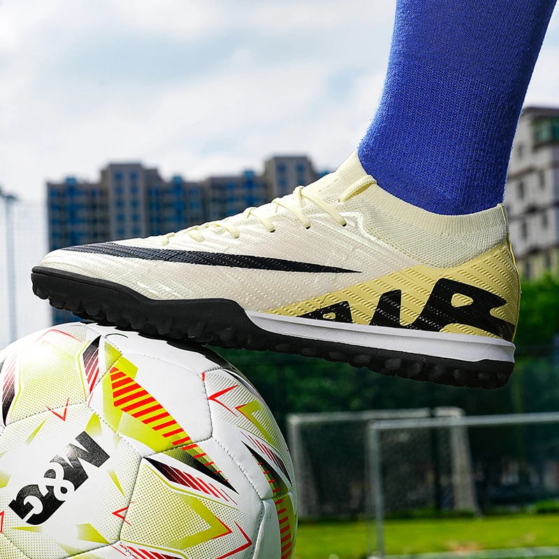 Men Soccer Shoes - Mid Top Football Cleats | Non Slip TPR Outsole Boots - ZOOMNSTORE