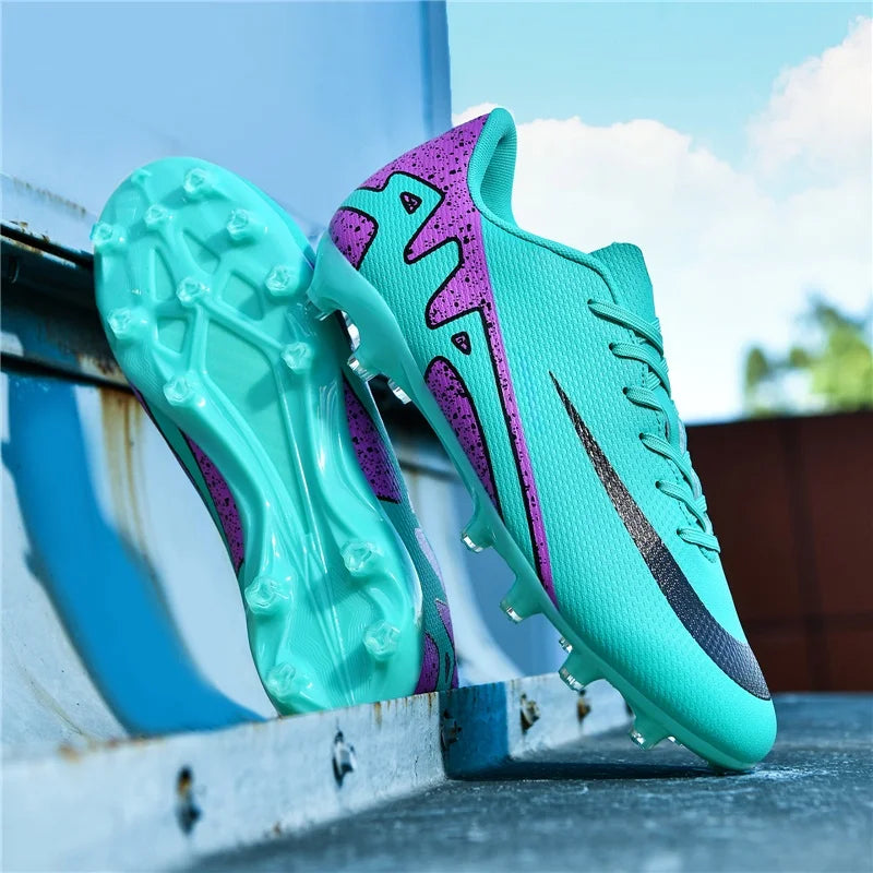 Men Soccer Shoes - Ultralight Football Boots With Long Spikes | Breathable Cleats - ZOOMNSTORE