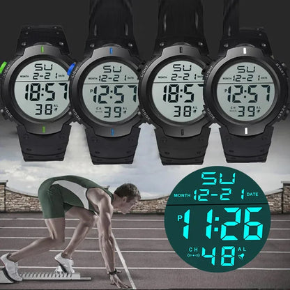 Men Sport Digital Watch - Waterproof Sports Watch With Silicone Band & Chronograph - ZOOMNSTORE