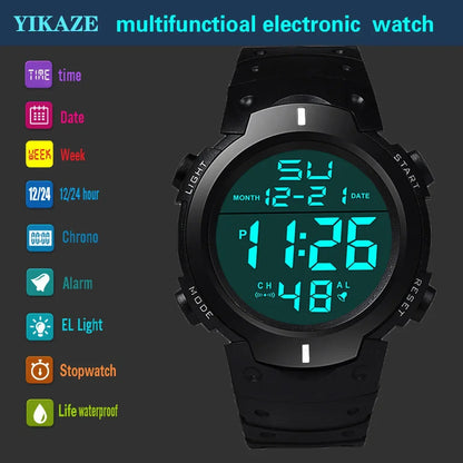 Men Sport Digital Watch - Waterproof Sports Watch With Silicone Band & Chronograph - ZOOMNSTORE