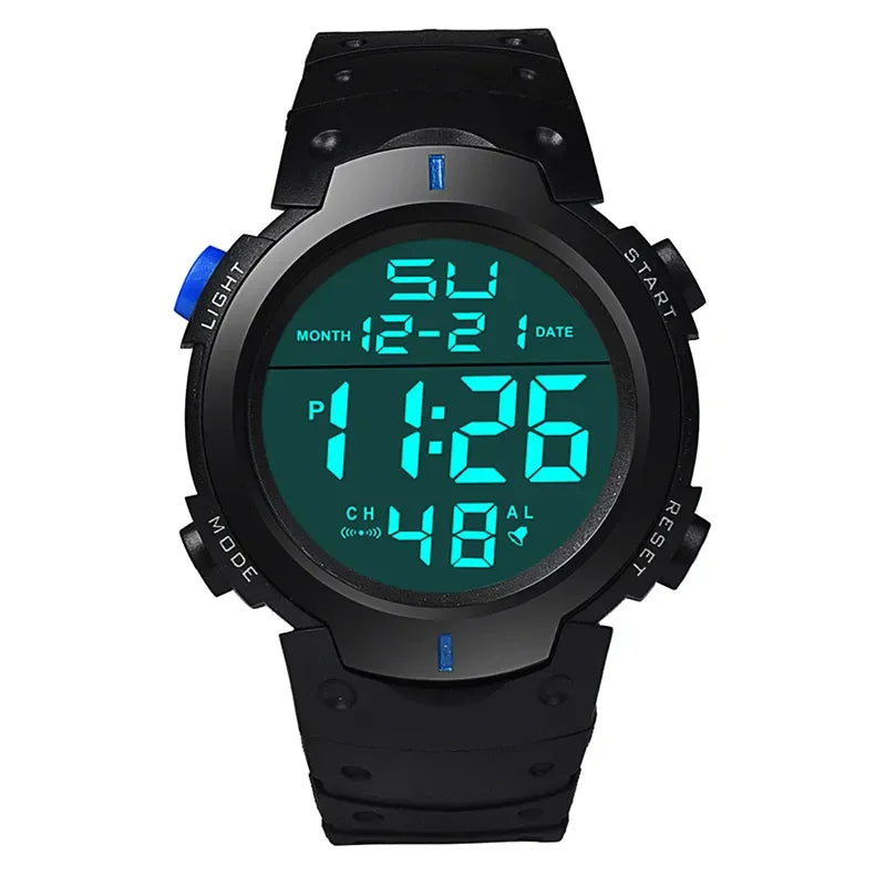 Men Sport Digital Watch - Waterproof Sports Watch With Silicone Band & Chronograph - ZOOMNSTORE