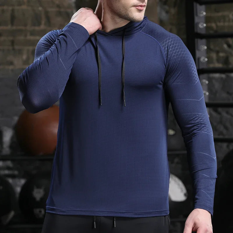 Mens Quick Dry Outdoor Hoodie - Long Sleeve Running Activewear - ZOOMNSTORE