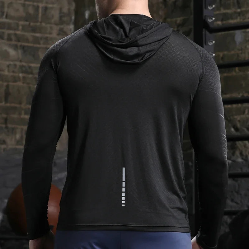 Mens Quick Dry Outdoor Hoodie - Long Sleeve Running Activewear - ZOOMNSTORE