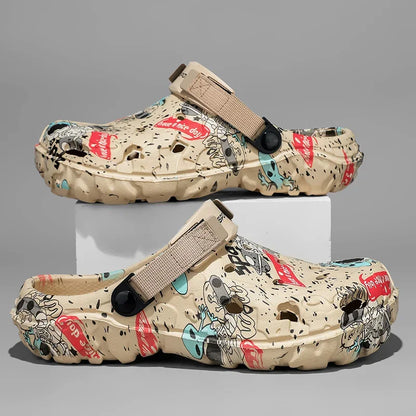 Men Summer Sandals - Comfortable Flat Platform Sandals with Elastic Band Closure - ZOOMNSTORE