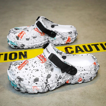 Men Summer Sandals - Comfortable Flat Platform Sandals with Elastic Band Closure - ZOOMNSTORE