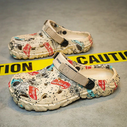 Men Summer Sandals - Comfortable Flat Platform Sandals with Elastic Band Closure - ZOOMNSTORE