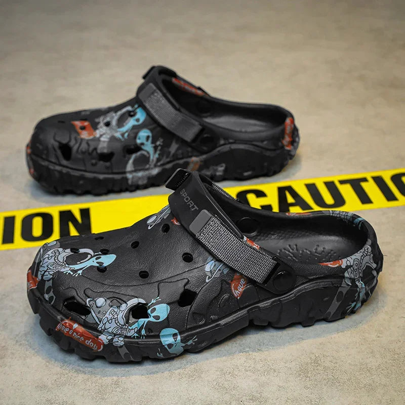 Men Summer Sandals - Comfortable Flat Platform Sandals with Elastic Band Closure - ZOOMNSTORE