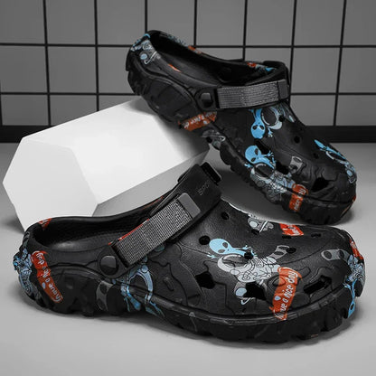 Men Summer Sandals - Comfortable Flat Platform Sandals with Elastic Band Closure - ZOOMNSTORE