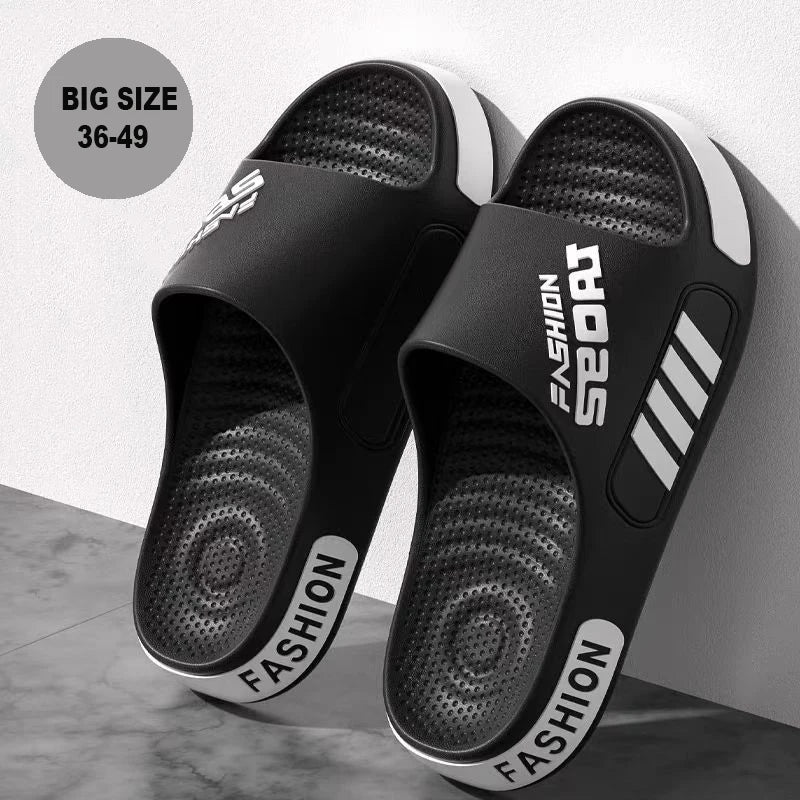 Mens Summer Slippers - Open Toe Flat Sandals for Home and Beach - ZOOMNSTORE