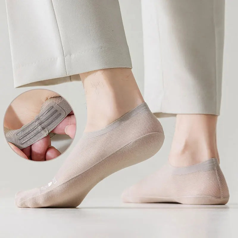 Mens Summer No-Show Socks - Thin Mesh Ankle Socks Sweat Absorbent Ultra-Thin Comfort - ZOOMNSTORE