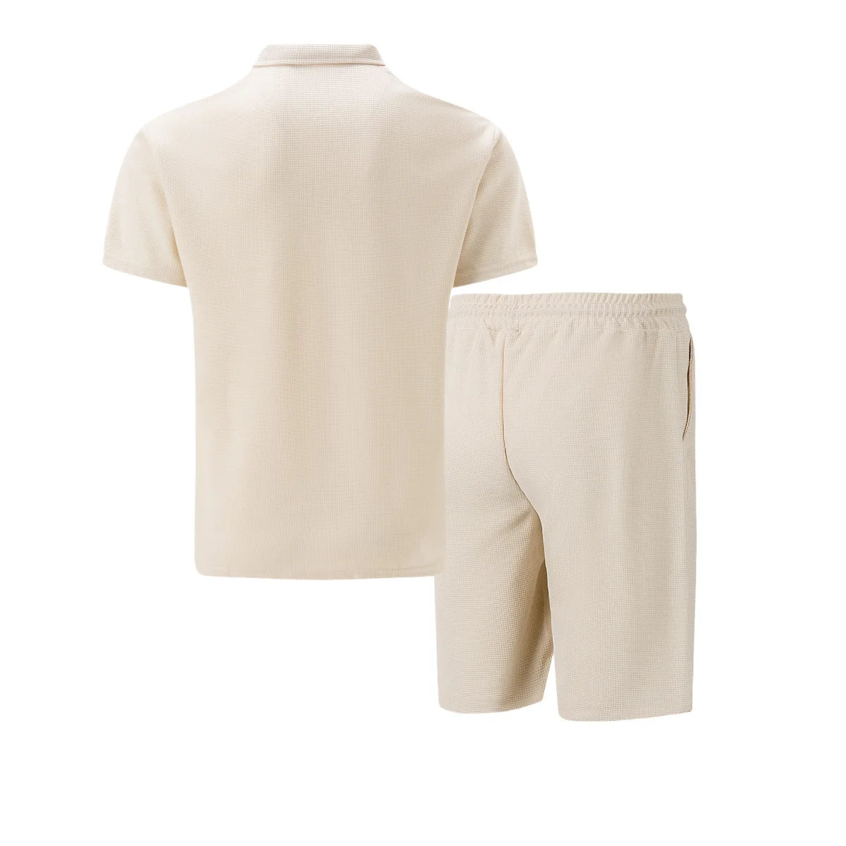Men Summer Suit Set – European Style Notched Lapel Jacket With Drawstring Shorts - ZOOMNSTORE