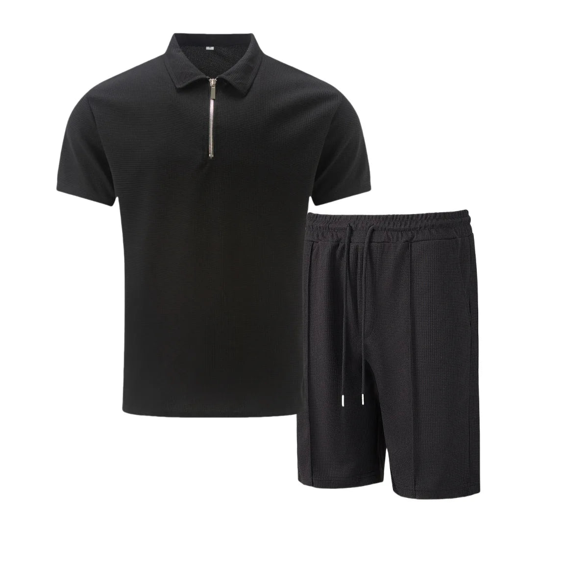 Men Summer Suit Set – European Style Notched Lapel Jacket With Drawstring Shorts - ZOOMNSTORE