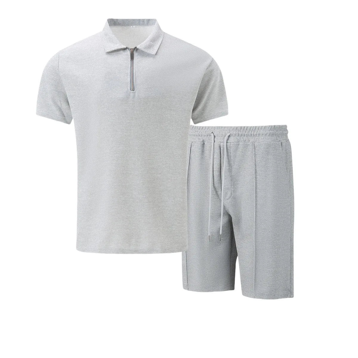 Men Summer Suit Set – European Style Notched Lapel Jacket With Drawstring Shorts - ZOOMNSTORE