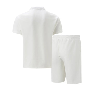 Men Summer Suit Set – European Style Notched Lapel Jacket With Drawstring Shorts - ZOOMNSTORE