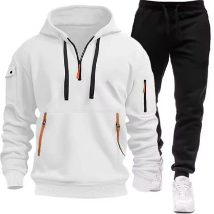 Men Tracksuit Set – Casual Joggers & Hooded Sportswear Jacket With Zipper Pants - ZOOMNSTORE