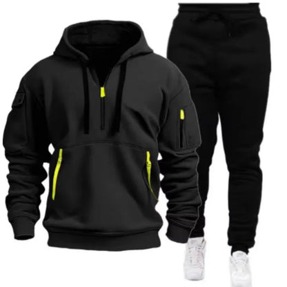 Men Tracksuit Set – Casual Joggers & Hooded Sportswear Jacket With Zipper Pants - ZOOMNSTORE