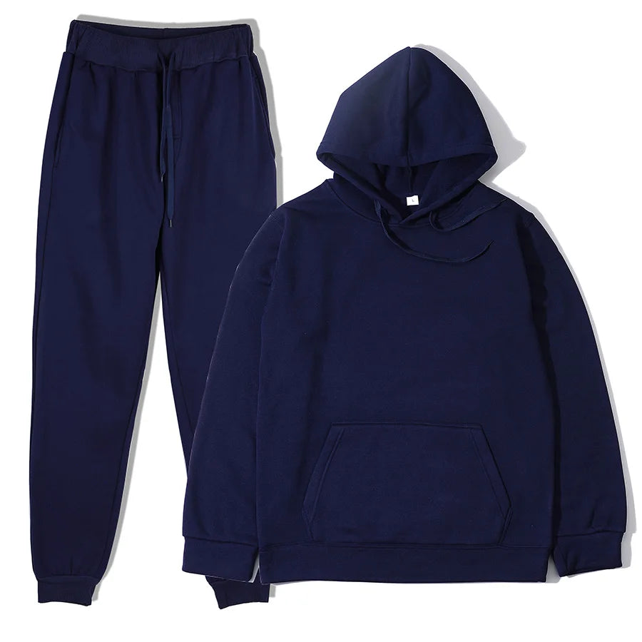 Men Tracksuit Set – Casual Joggers & Hooded Sportswear Jacket With Zipper Pants - ZOOMNSTORE