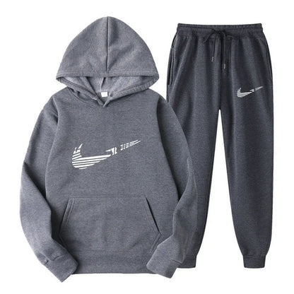 Men Tracksuit Set – Hooded Sweatshirt & Drawstring Pants | Autumn Running Sportswear - ZOOMNSTORE