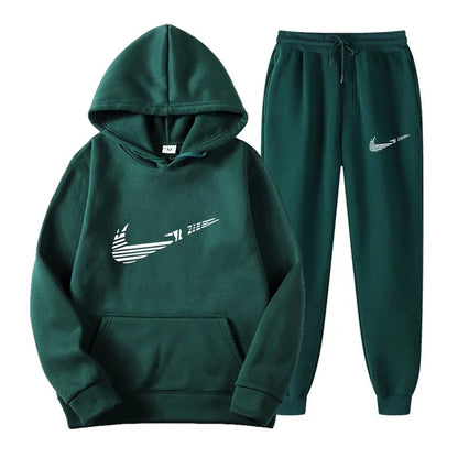 Men Tracksuit Set – Hooded Sweatshirt & Drawstring Pants | Autumn Running Sportswear - ZOOMNSTORE