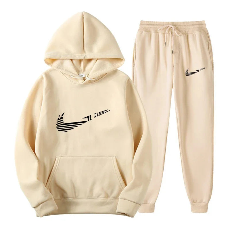 Men Tracksuit Set – Hooded Sweatshirt & Drawstring Pants | Autumn Running Sportswear - ZOOMNSTORE